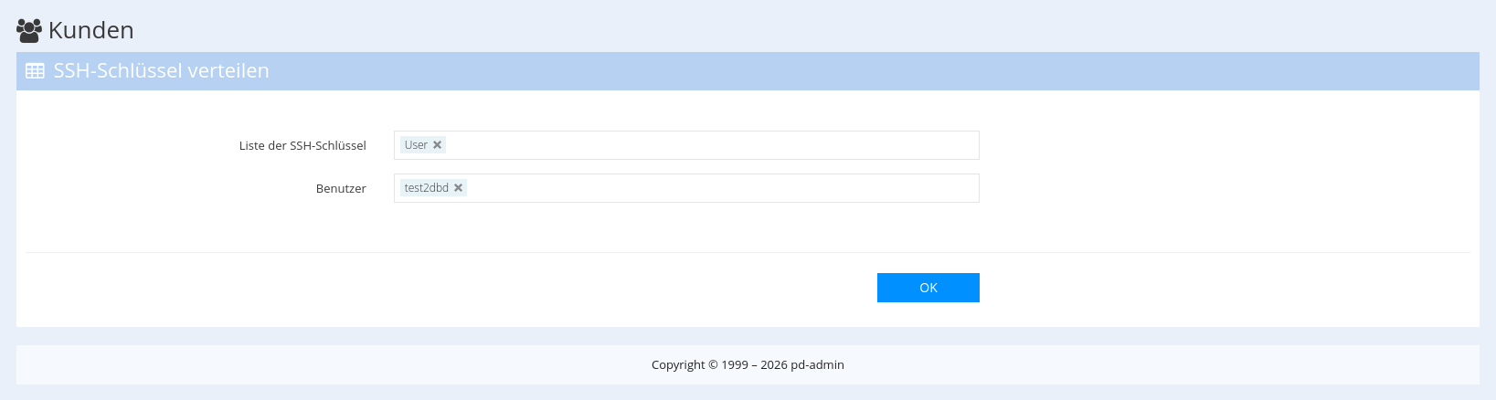 SSH-Schlüssel Verteilung für Reseller.