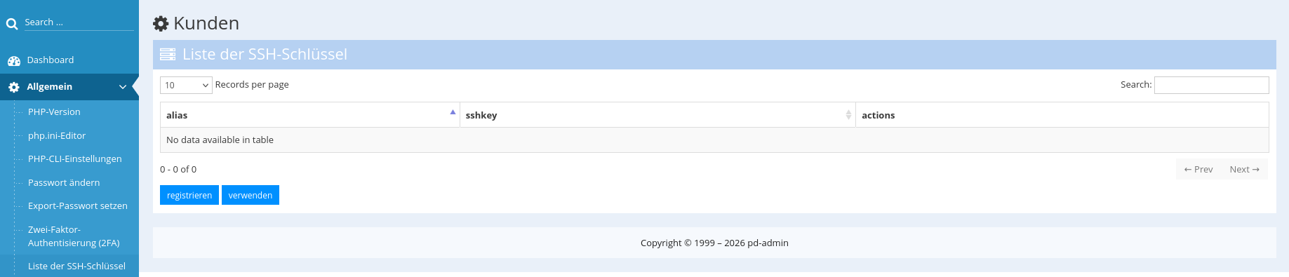 Übersicht der SSH-Schlüssel Verteilung für Endkunden.