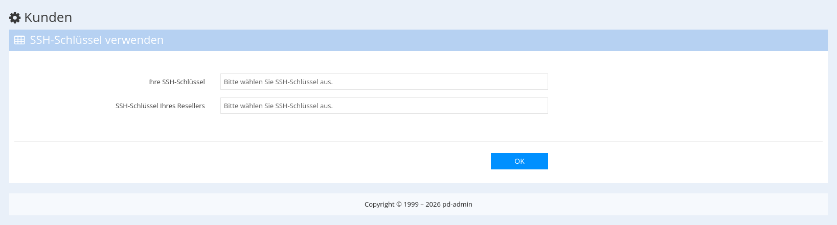 SSH-Schlüssel Verwenden für Endkunden.